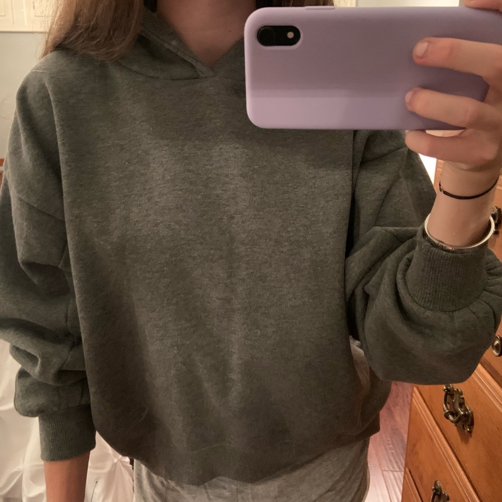 Dark Greay Slightly Cropped Hoodie